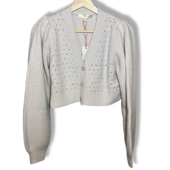 LOVESHACKFANCY AUDEN CARDIGAN - SNOW size XS